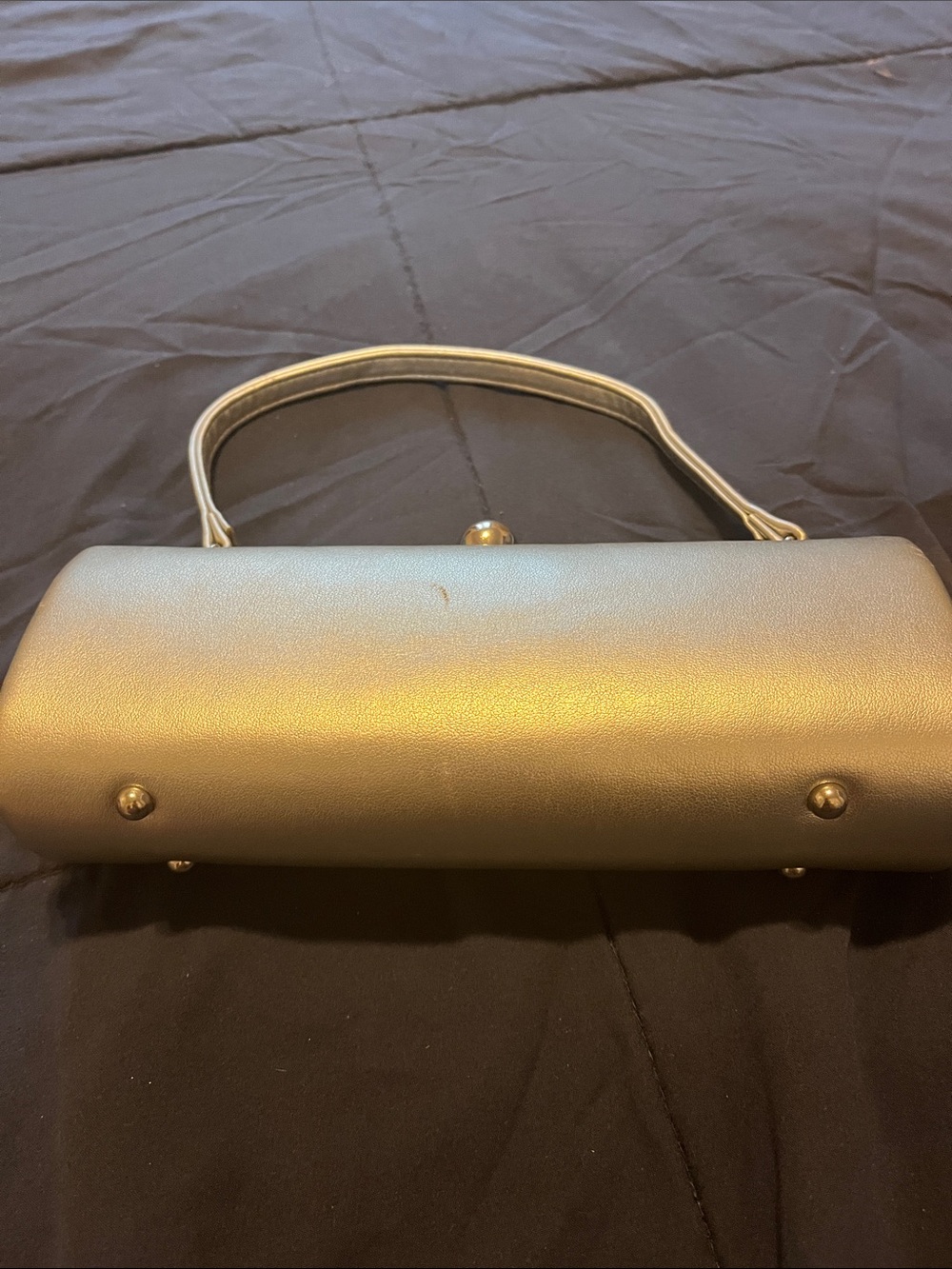 Elegant Metallic Silver Top-Handle Evening Bag